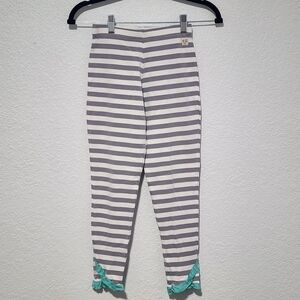 Wildflowers Gray and Mint Striped Leggings Size 10 Fun Playful Day Everyday Wear
